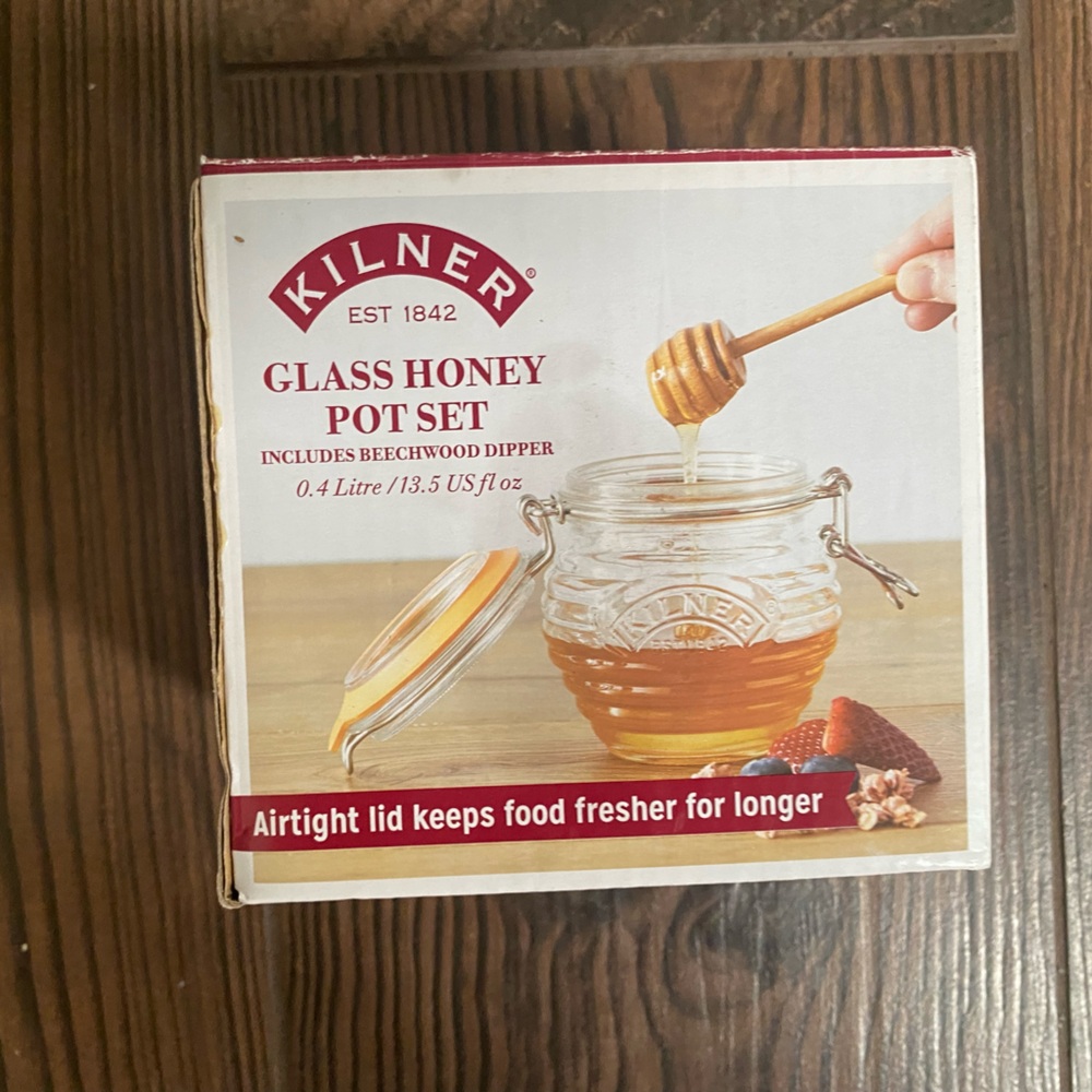 Glass Honey Pot Set NWT